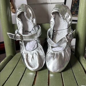 Silver Kids Ballet Flats